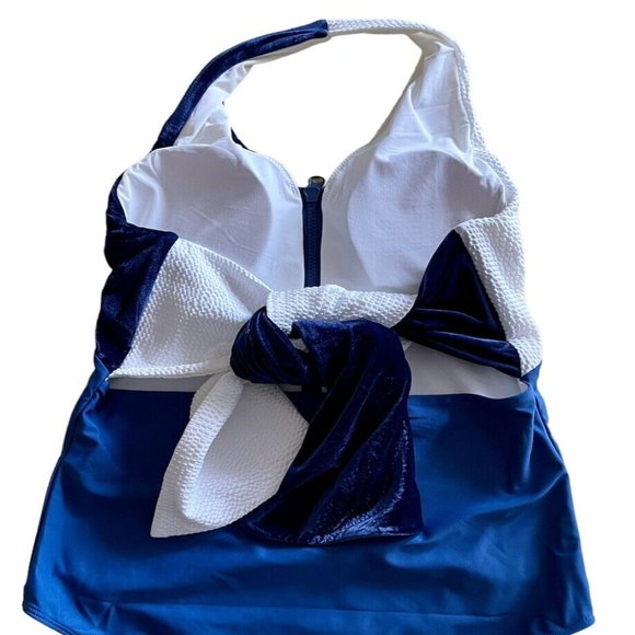 Paper London Inagua Halter Neck Zipper One Piece Striped Swimsuit Size L - Picture 2 of 8